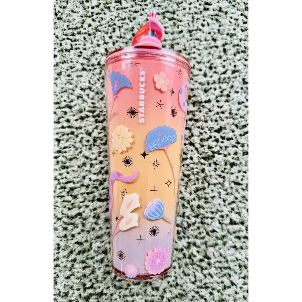 *NEW* Starbucks Lunar New Year 2025 Snake Tumbler w Straw Topper- 24oz Pink Cup